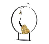 F Fityle Decorative Metal Sculpture Art Piece with Black Frame Rectangular Base and Brass Accents for Refined Atmosphere Suitable for Workplace Lobby Restaurant Interior Reception, Style A