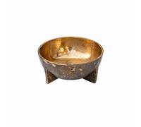 F Fityle Decorative Storage Bowl Aluminum Decorative Bowl with Distinctive Hammered Pattern and Raised Base for Vegetable Storage Flower Arrangement Vessel Key, Gold, 17x17x7.5cm