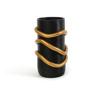 F Fityle Decorative Vase Resin Cylinder Snake Decor Centerpiece Matte With Gilded Serpent Coil Open Top For Floral Displays Suitable for dining rooms coffee tables hallways studios13x27cm