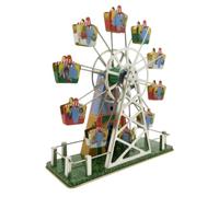 F Fityle Decorative Wheel Tinplate Music Box Retro Fairground Ornament With Spring Wound Mechanism And Slowly Rotating Cabins Suitable for living room shelf office tabletop store display party theme