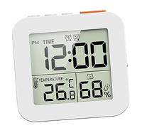 F Fityle Digital Shower Clock, Splashproof Digital Clock for The Bathroom, Large Display, Monitors Temperature in C/F and Humidity, Bathroom Clocks, White