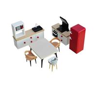 F Fityle Dollhouse Furniture Set Miniature Furniture Toys Hobby Crafts Pretend Play Toy Dollhouse Decor for Boys Kids Birthday Gifts, Red refrigerator