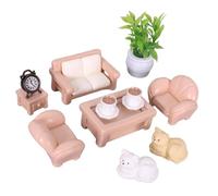 F Fityle Dollhouse Furniture Set,Miniature Sofa Tea Table Toys,Life Scene Props,Pretend Play Toy,Hobby Crafts for Girls Birthday Gifts, 11PC