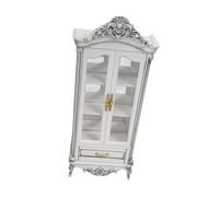 F Fityle Dollhouse Miniature Wine Cabinet Props Micro Landscape Children Pretend Toy Decoration Collection Furniture Can Be Open, Double White