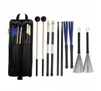 F Fityle Drumsticks Drum Sticks Brushes Mallets Rods With Travel Bag Enable Dynamic Tonal Options From Rimshots To Soft Swells Using Wood Metal Rubber Suitable for gigs studio tracking drum lessons