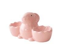 F Fityle Easter Bunny Egg Cup Decorative Easter Egg Stands Ceramic Double Egg Cup Holder Kitchen Utensils for Breakfast Dinner Table Centerpiece Home Party Decor, Pink