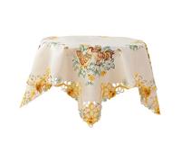 F Fityle Easter Table Cloth for Round Table Rustic Farmhouse Easter Decoration Embroided for Holiday Dining Table Home Kitchen Party, 85x85cm