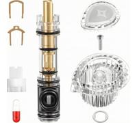 F Fityle Faucet Valve Assembly Replacement Kit with Core Handle Knob Stem Seal Clip Long Service Copper Acrylic Components Suitable for Moen Single Handle Tub Shower Replacement