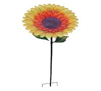 F Fityle Flower Bird Feeder with Stake Easy to Clean Weather Resistant Parrot Bath Tray Garden Decoration for Porch Courtyard Balcony, Yellow