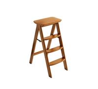 F Fityle Folding Step Seat Step Stool Ladder Chair Bench With Bamboo Material Secure Traction Steps Profile For And Tall Closet Use Suitable for seniors adults condos tiny homes RV, Brown, 4-Step