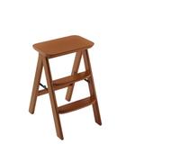 F Fityle Folding Step Seat Step Stool Ladder Chair Bench With Bamboo Material Secure Traction Steps Profile For And Tall Closet Use Suitable for seniors adults condos tiny homes RV, Brown, 3-Step