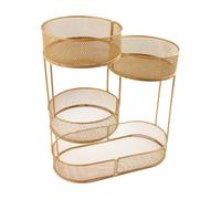 F Fityle Fruit Basket Bread Basket Large Capacity Kitchen Organizer 4 Tier Wire Basket Stand for Onion Bread Potato Vegetable Holiday, Gold
