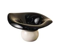 F Fityle Fruit Bowl Decorative Ceramic Fruit Bowls Durable Snack Serving Bowl with Detachable Pedestal Elegant Easy to Clean Fruits Tray for Kitchen Countertop Home Decor, Black White
