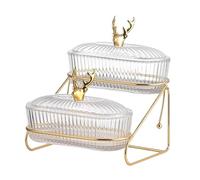 F Fityle Glass Dried Fruit Dish Snack Dishes Fruit Bowls with Holder Tier Fruit Stand Food Storage Tray for Nuts Cupcake Snack Wedding, 2 Tiers