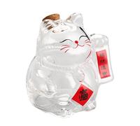 F Fityle Glass Piggy Bank Clear Coin Box Saving Container Crafts Home Decor Ornament Decorative Cat Shaped Jar Statue Money Bottle Piggy Bank for Home Decoration Birthday Gift