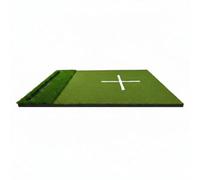F Fityle Golf Swing Training Pad Golf Hitting Mat Practice Turf Practice Surface Training Mat With Alignment Cross Mixed Grass Heights Ball Track Built In Ball, Green, 20mm High Elastic EVA Base