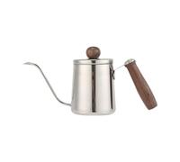 F Fityle Gooseneck Kettle Pour over Coffee Kettle Long Narrow Spout for Camping Comfortable Grip Versatile Coffee Pot Wooden Handle, Silver