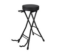 F Fityle Guitar Seat Stool,Foldable,Guitar Stool with Guitar Holder,Ergonomic,Guitar Chair,Guitar Stand Playing Stool for Bass Players, Black