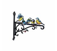 F Fityle Hanging Basket Holder Plant Hanger Wall Bracket Bird Hook Iron Mount Accents Sturdy Support Suitable for Porch Garden Patio Fence Yard , Blue Tits On Branch Design