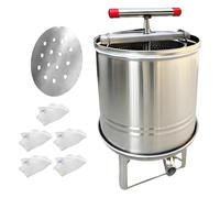 F Fityle Honey Press Extractor Fruit Wine Press Stainless Steel with T Hand Crusher Wine Making for Vinasse Olive Oil Grape, 5 Filtration bags