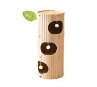 F Fityle House Enclosed Cat Resting With Hollow Round Openings And Soft Felt Material For Comfortable And Suitable For Adult Cats, Camel, 3-Tier Not Pad