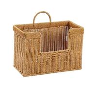 F Fityle Imitation Rattan Hanging Basket Bread Basket Wall Mount Rectangular Storage Bin Organizer for Snacks Ginger Garlic Vegetables, L