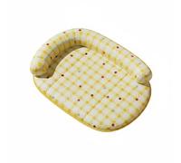 F Fityle Industrial Pad Cooling Latex Memory Foam Dog Bed Breathable Raised Edge Pet Cushion Suitable for Small Dog Household, Yellow Plaid Polka Dot, S 45x35cm For Pets Under 5 Catties