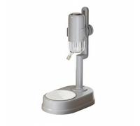 F Fityle Industrial Waterer Standing Pet Water Bottle Adjustable Base Detachable Food Bowl Nozzle Suitable for Cat Dog Feeding Space, Gray, Ceramic