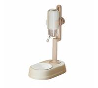 F Fityle Industrial Waterer Standing Pet Water Bottle Adjustable Base Detachable Food Bowl Nozzle Suitable for Cat Dog Feeding Space, White, Ceramic
