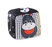 F Fityle Infant Cloth Cube Rattle Toy Crinkle and Rattles Easy to Grab Cognitive Develop Fine Motor Skills Soft Toy for Newborn 3M+ Gift, Hippo