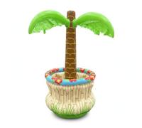 F Fityle Inflatable Portable Ice Bucket Beverage Chiller Tub Bin PVC Construction Reusable Design Foldable Storage suitable for rooftop parties outdoor, Flower Coconut Tree Ice Bucket