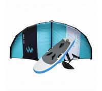 F Fityle Inflatable Surfboard Lightweight Surf Board With Textured Deck Zone Stability Foot Straps Transport Handles Inflation Valve Bottom PVC EVA Build, Blue And White