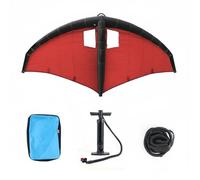F Fityle Inflatable Surfboard Wing Foil Board Set Hydrofoil Surf Board Package With Double Airbag Carbon Fiber Handles Rigid Frame Quick Maneuver Pump Leash , 5m2 , Red Black Window