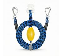 F Fityle Inflatable Tow Tow Line Harness Centered Pulley With Swivel Joint Stainless Snap Hook Ends On Main Line Polyester Elastic, color to 2, Blue And Black Wavy, 17FT 5 Meters