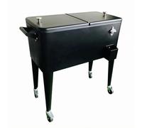 F Fityle Insulated Beverage Cart Drink Service Cart Trolley Beverage Sided With Side Handles And Opener Suitable for patio dining outdoor parties event hosting home refreshment, Black