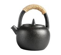 F Fityle Japanese Ceramic Teapot,Stovetop Kettle Decorative Gifts with Handle Teakettle for Tearoom Kitchen Garden Home Housewarming, Black