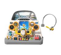 F Fityle Kids Busy Board with Lights, Sounds Simulated Airplane Cockpit Toy Learning Playset Pretend Play for Travel Gift 1-3 Children