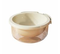 F Fityle Kitchen Drain Basket Colander Bowl Strainer Basin with Collecting Base Double Layer PET PP Material Fine Mesh for Rinsing Grains Produce Suitable for, Milky White