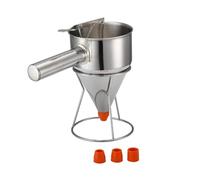 F Fityle Kitchen Liquid Dispenser Stainless Steel Batter Dispenser Funnel Cup With Silicone Tip Choices Clean Accurate Pouring Wide Opening And Removable, Funnel Set Detachable Handle