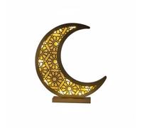 F Fityle Lamp Ramadan Table Lamp Night Light Lantern with Hollow Geometry Pattern Wood Base Lighting for Bedrooms Living Rooms Suitable for Gift Giving Home Decoration, S