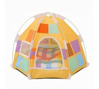 F Fityle Large Enclosed Shelter Pet Tent Hexagonal Dome Soft Sided Kennel Crate With Mesh Panel And Arched Access Walls For Cozy Containment For Indoor, Multicolor, XL