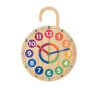 F Fityle Learning Clock for Kids Teaching Time Clock Versatile Decor Quiet Movement Educational Toy Wooden Hanging Non Ticking Silent
