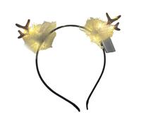 F Fityle Light up Antlers with Feather Headband Lovely Head Band for Photo Prop Carnivals, Warm Light