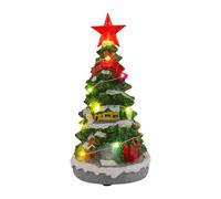 F Fityle Light up Musical Mini Christmas Tree Figurine Resin Collection Statue Present Desk Music Box for Birthday Kids Adults Wedding