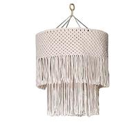 F Fityle Macrame Lamp Shade Hanging Light Cover Modern Handwoven Chic Tassel Boho Light Shade Lampshade for Bedroom Dorm Room Home Office Restaurant (40cmx50cm)