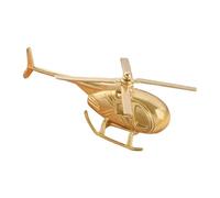 F Fityle Mini Brass Helicopter Figurine,Decorative Small Metal Statue Home Decor Desktop Decoration Airplane Decor for Table, Copper Color