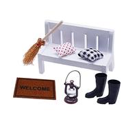 F Fityle Mini Doll House Furniture Ornaments Wooden 1:12 Scale Stool Garden Landscape Decorations Decorative Wooden Bench for Dollhouses DIY Fitments