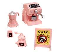 F Fityle Miniature Coffee Maker Dollhouse Furniture Pink Gift for Girls Boys Decoraions Simulated Toys Coffee Machine Kitchen Toys