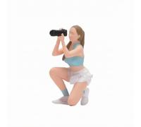 F Fityle Miniature Figurine Kneeling Photographer Resin Figurine Camera Holder Figure Crouching Posture Detailed Appearance for Model Scene Desk Display Diorama Arrangement Collectible Showcase