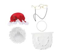 F Fityle Mrs Santa Claus Wig Funny with Glasses for Stage Performance Role Playing Party, 6pcs set